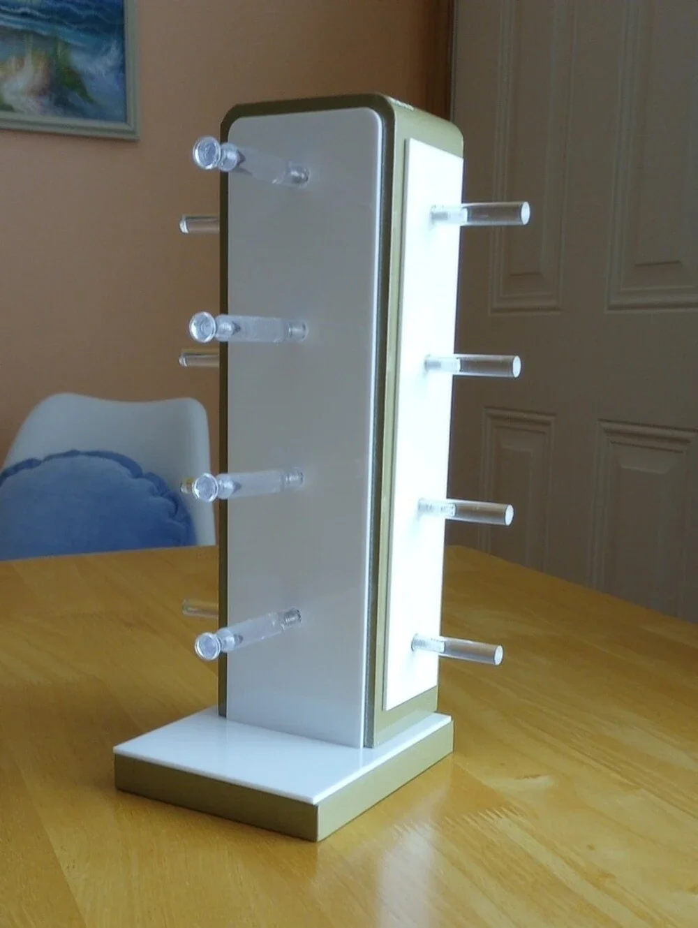 Gold & White Eyeglasses Organizer Tower